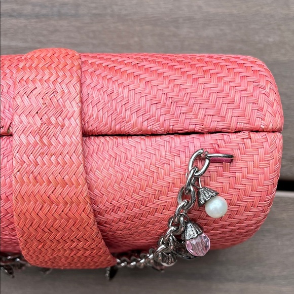 Vintage Donna Dixson Coral Woven Mini Handbag with Charm Handle - Picture 5 of 16